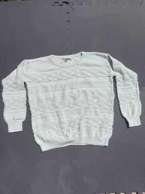 LC Lauren Conrad Mint Crewneck Textured Knit Sweater